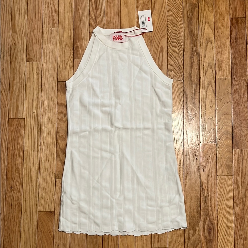 SOLID & STRIPED White Textured Stripe Dress